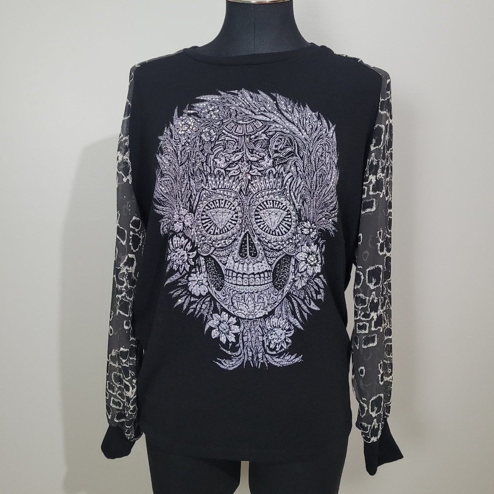 Vocal crystal skull long-sleeved shirt